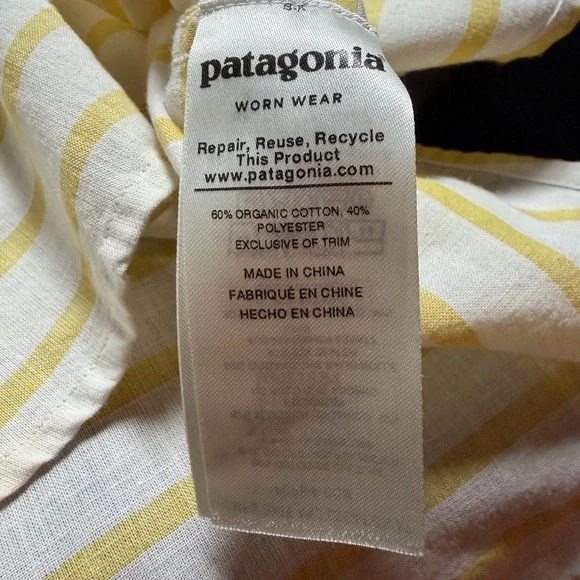 Patagonia Men's Yellow and White Striped Button Down Shirt - Picture 6 of 6